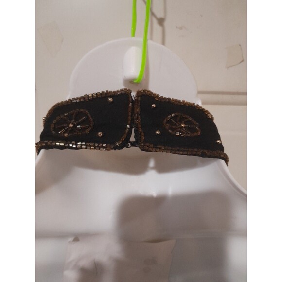 Vintage Linsiano Beaded Dress with Gold Detail Choker, Black, Sz L - Picture 6 of 8